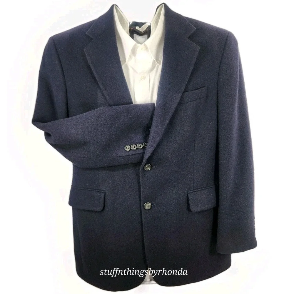 JOS. A. BANK Vintage 100% Camel Hair Navy Sport Coat Blazer Men's 42 Reg